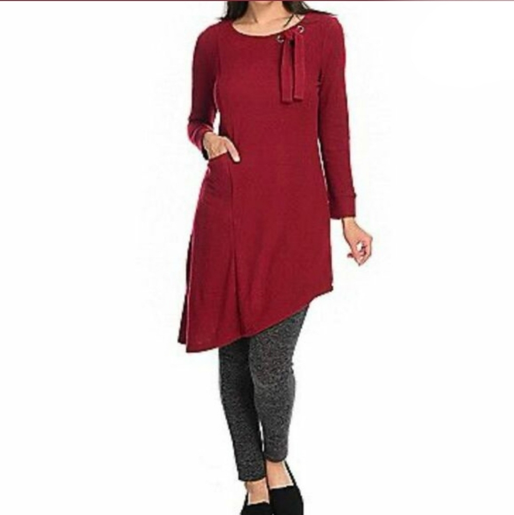 Jorge Pérez Elegant Burgundy Asymmetrical Women Top Size L